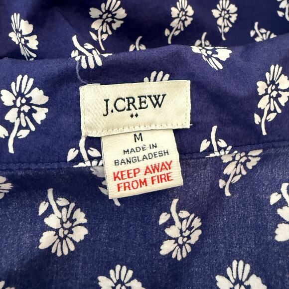 J.Crew Factory 100% Cotton Pajama Set Navy Floral Short Sleeve Button Down | M - Picture 4 of 12